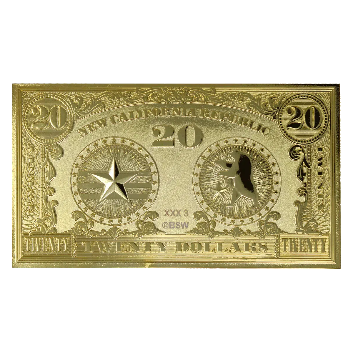 Fallout New Vegas 24K Gold Plated Card "20$ Bill" Limited Edition Image 2
