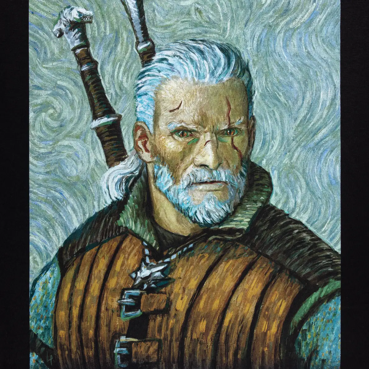 The Witcher T-Shirt "Geralt van Gogh Art, black" Image 2