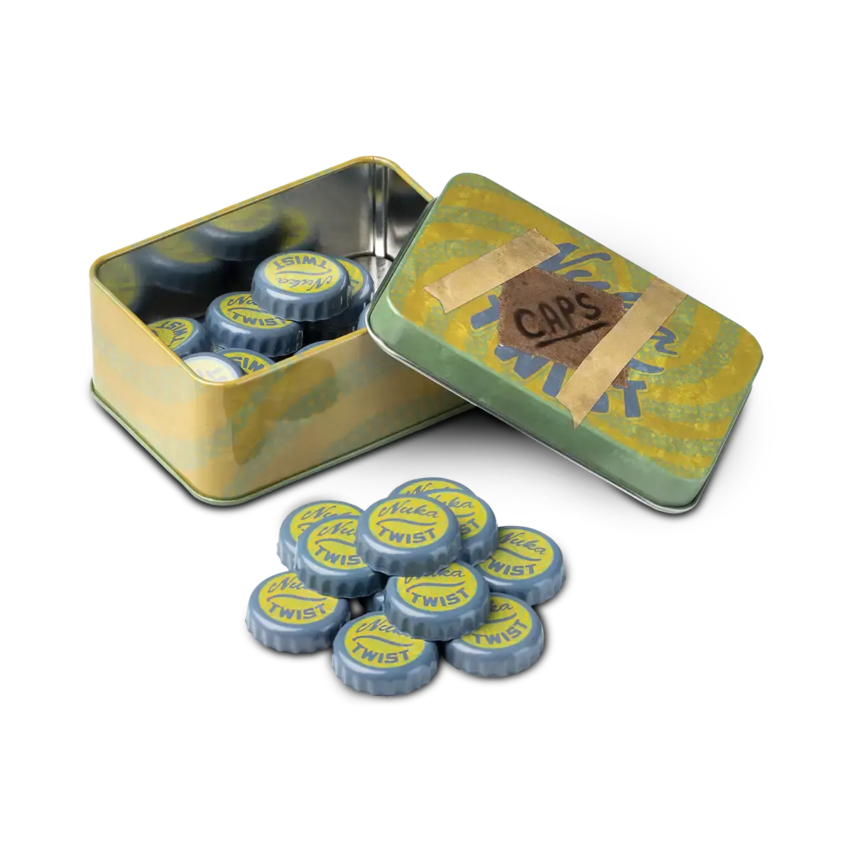 Fallout Kronkorken Reihe "Nuka Twist" mit Sammelbüchse Cover Fallout Kronkorken Reihe "Nuka Twist" mit Sammelbüchse Cover