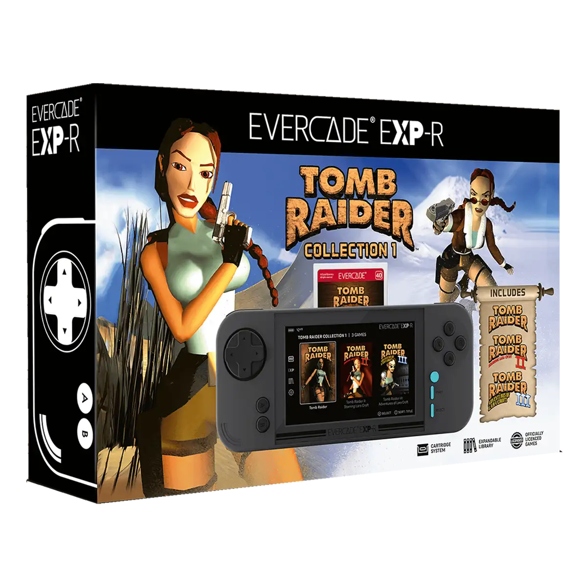 Blaze Evercade EXP-R + Tomb Raider Collection 1 Cover