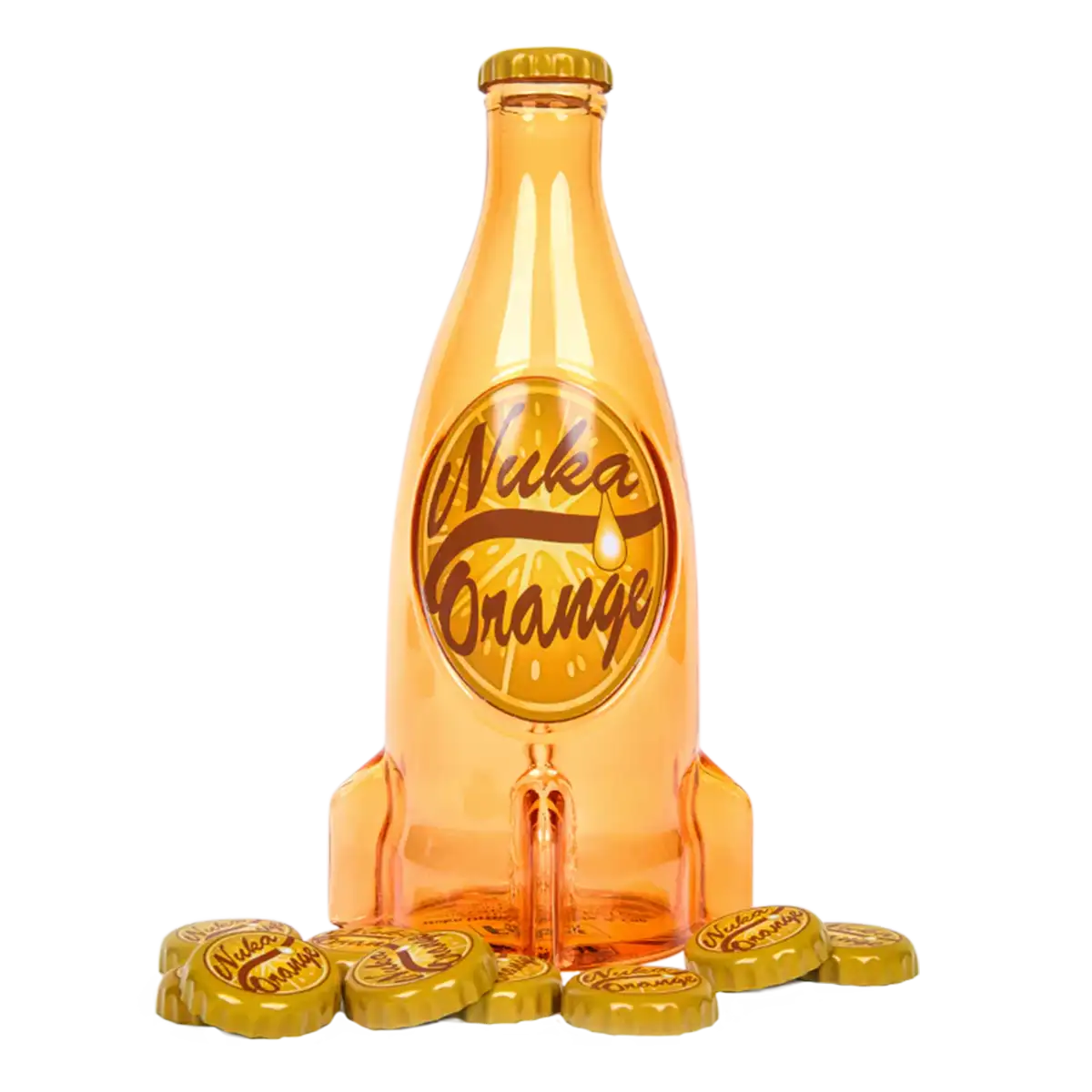 Fallout "Nuka Cola Orange" Glass Bottle and Caps