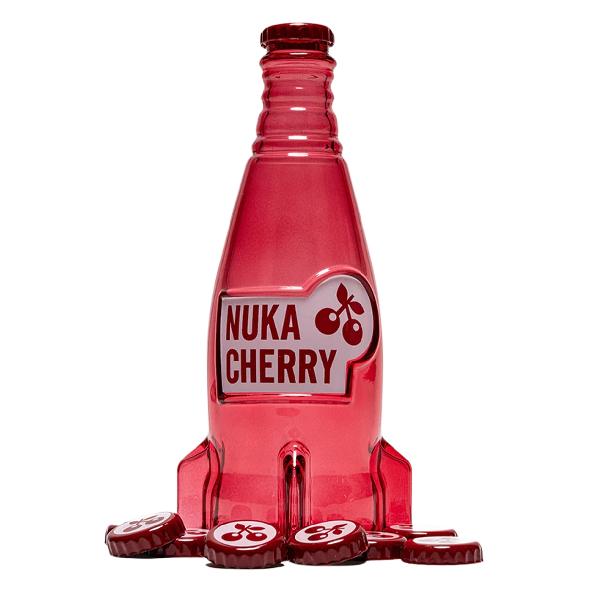 Fallout "Nuka Cola Cherry" Glass Bottle and Caps