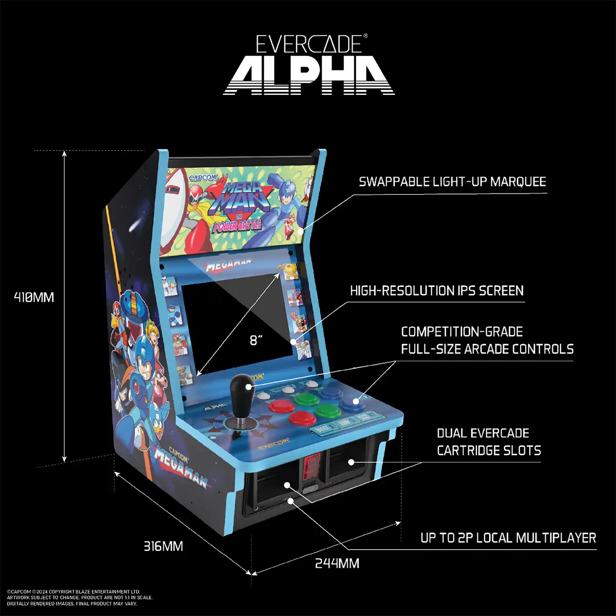 Blaze Evercade Alpha Mega Man Bartop Arcade Image 3