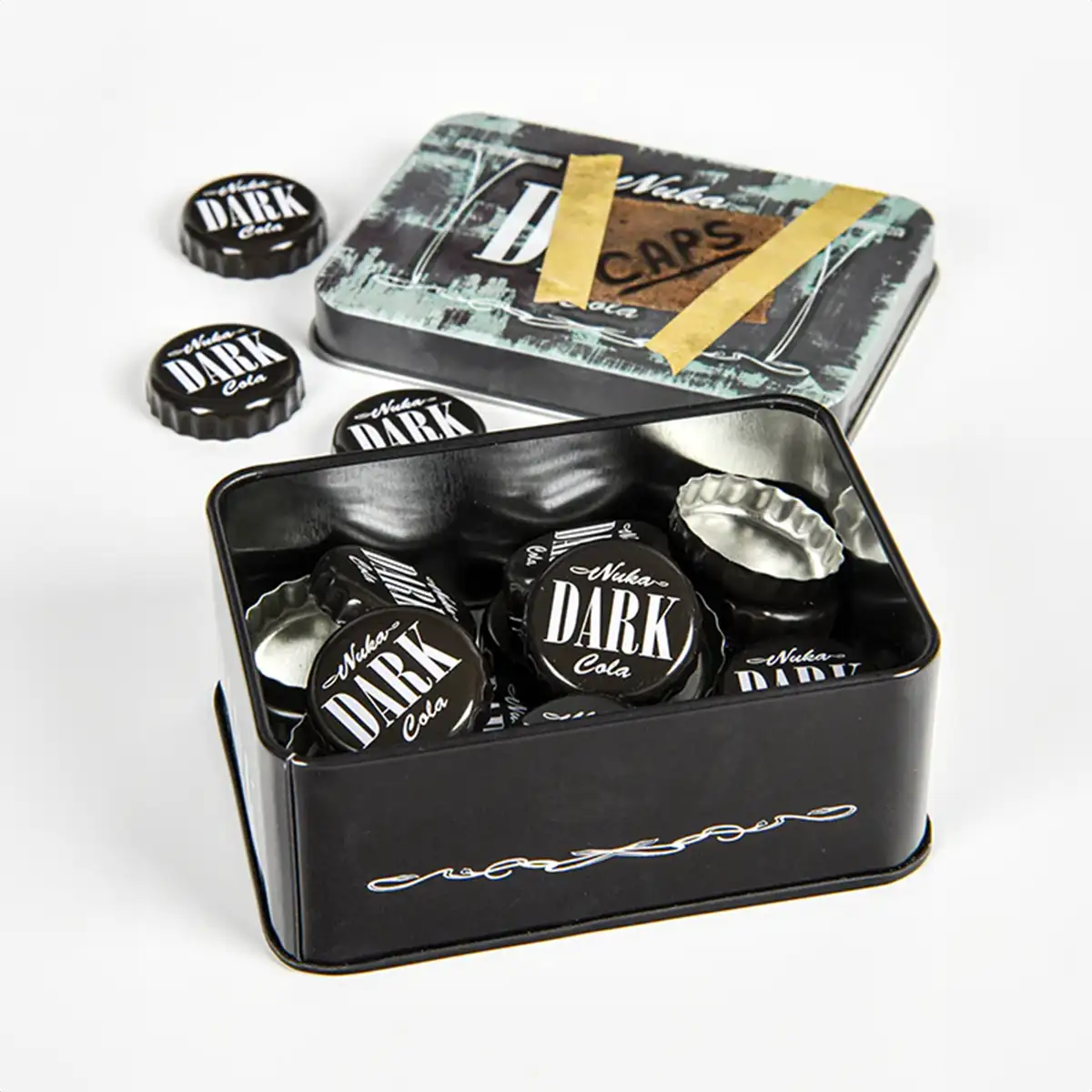 Fallout Bottle Cap Series "Nuka Cola Dark" with Collection Tin Image 3