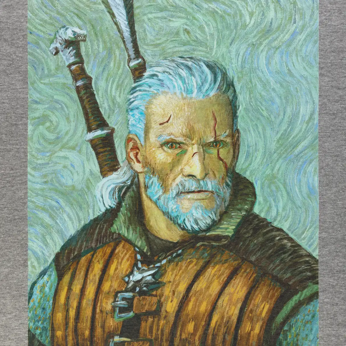 The Witcher T-Shirt "Geralt van Gogh Art, gray" The Witcher T-Shirt "Geralt van Gogh Art, gray"