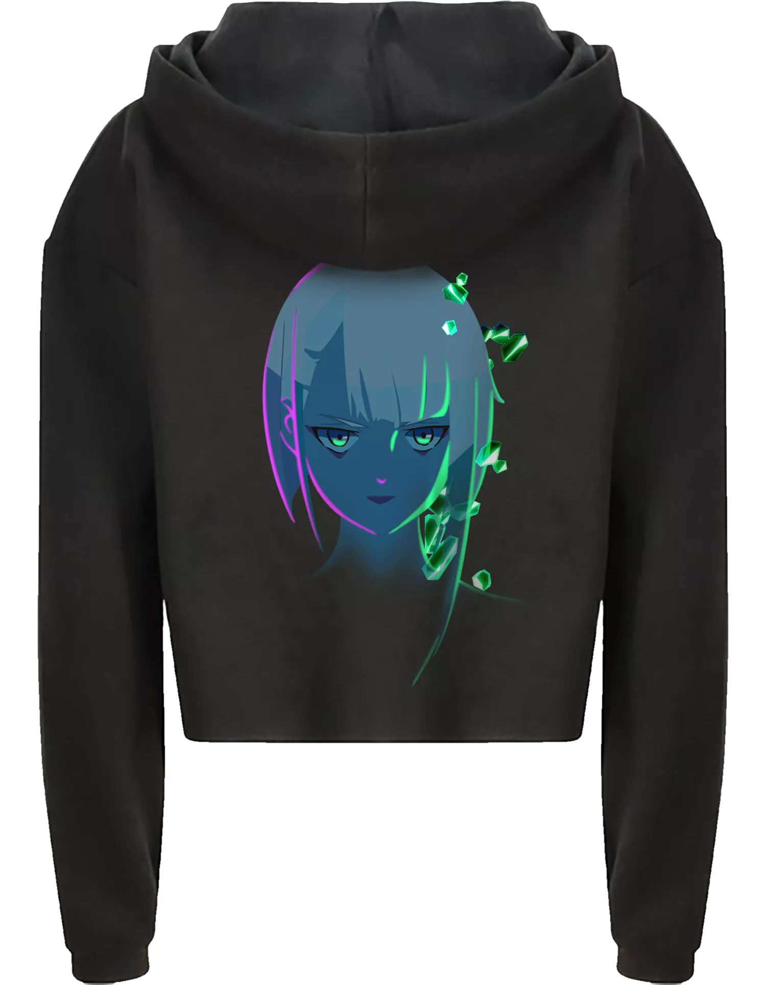 Cyberpunk Edgerunners Neon Lucy Cropped Hoodie S Cyberpunk Edgerunners Neon Lucy Cropped Hoodie S
