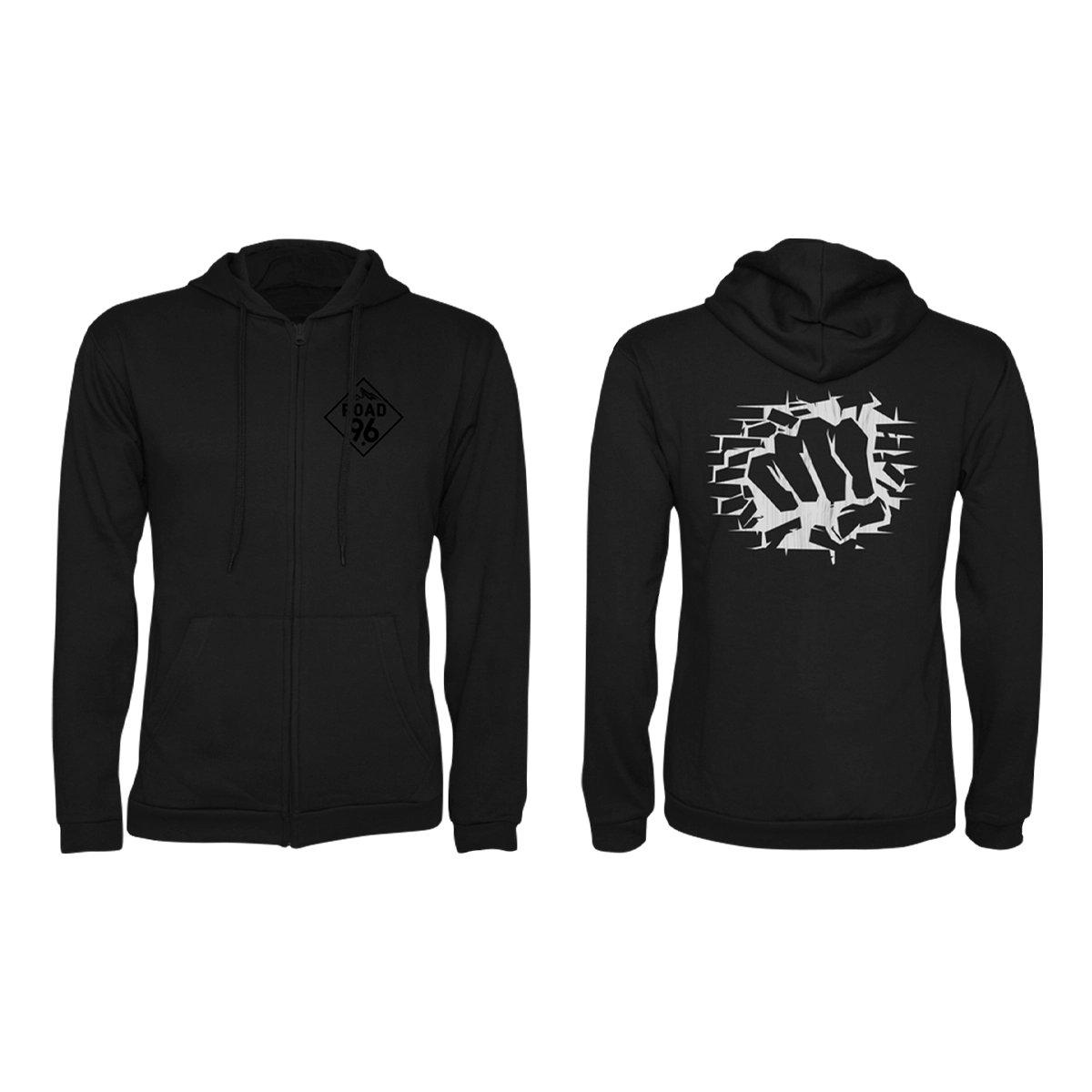 Road 96 Zip Hoodie "Break through" Black M Road 96 Zip Hoodie "Break through" Black M