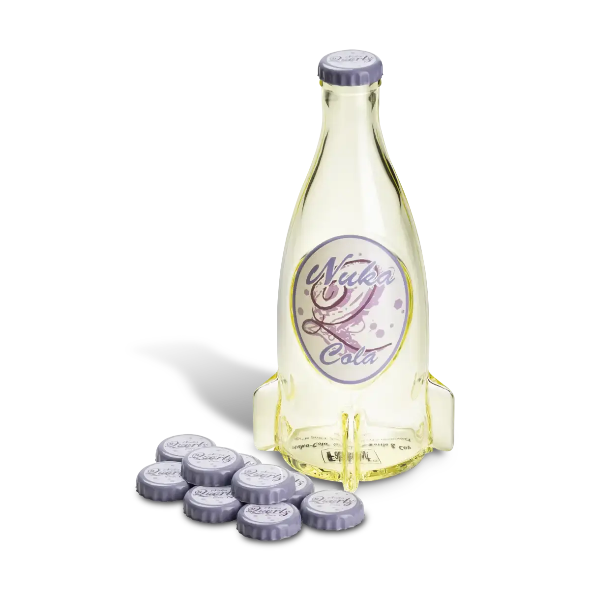 Fallout "Nuka Cola Quartz" Glasflasche und Kronkorken Fallout "Nuka Cola Quartz" Glasflasche und Kronkorken