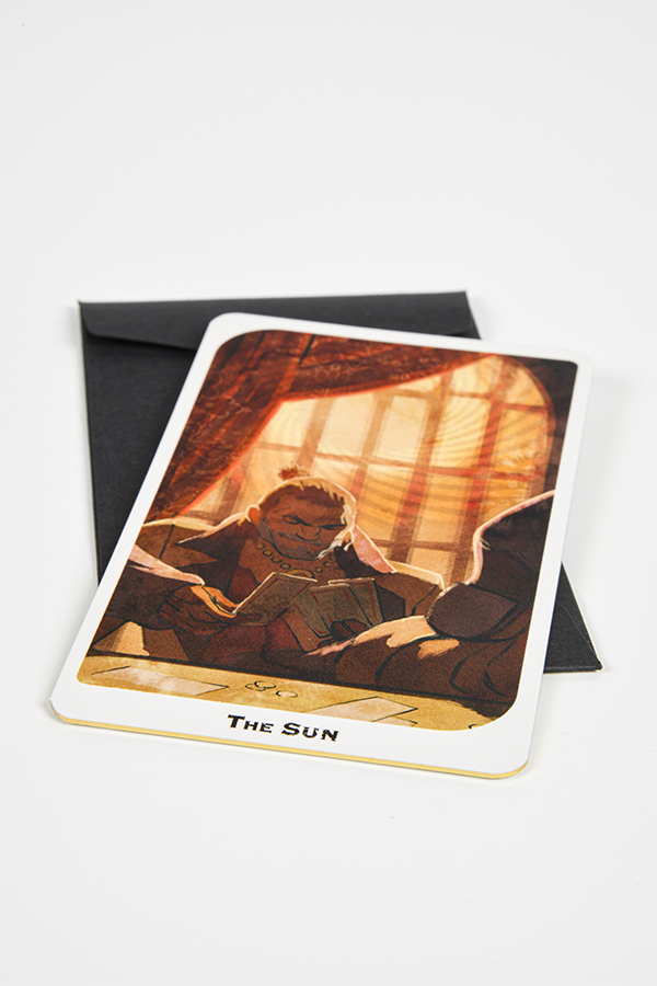Dragon Age Varric The Sun Tarot Card Statue Person, Face, Head